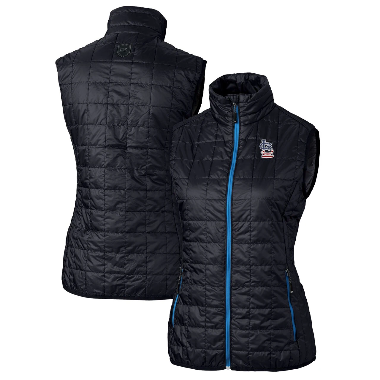Women's St. Louis Cardinals Cutter & Buck Navy Americana Logo Rainier PrimaLoft Womens Eco Insulated Full-Zip Puffer Vest 3 Women's St. Louis Cardinals Cutter & Buck Navy Americana Logo Rainier PrimaLoft Womens Eco Insulated Full-Zip Puffer Vest