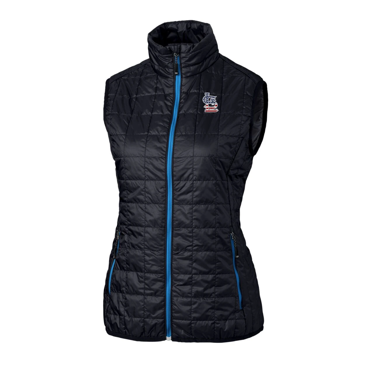Women's St. Louis Cardinals Cutter & Buck Navy Americana Logo Rainier PrimaLoft Womens Eco Insulated Full-Zip Puffer Vest 4 Women's St. Louis Cardinals Cutter & Buck Navy Americana Logo Rainier PrimaLoft Womens Eco Insulated Full-Zip Puffer Vest - Image 2