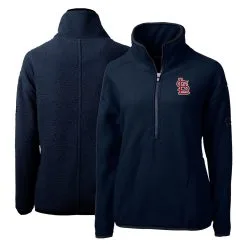 Women's St. Louis Cardinals Cutter & Buck Navy Cascade Eco Sherpa Fleece Quarter-Zip Pullover Jacket