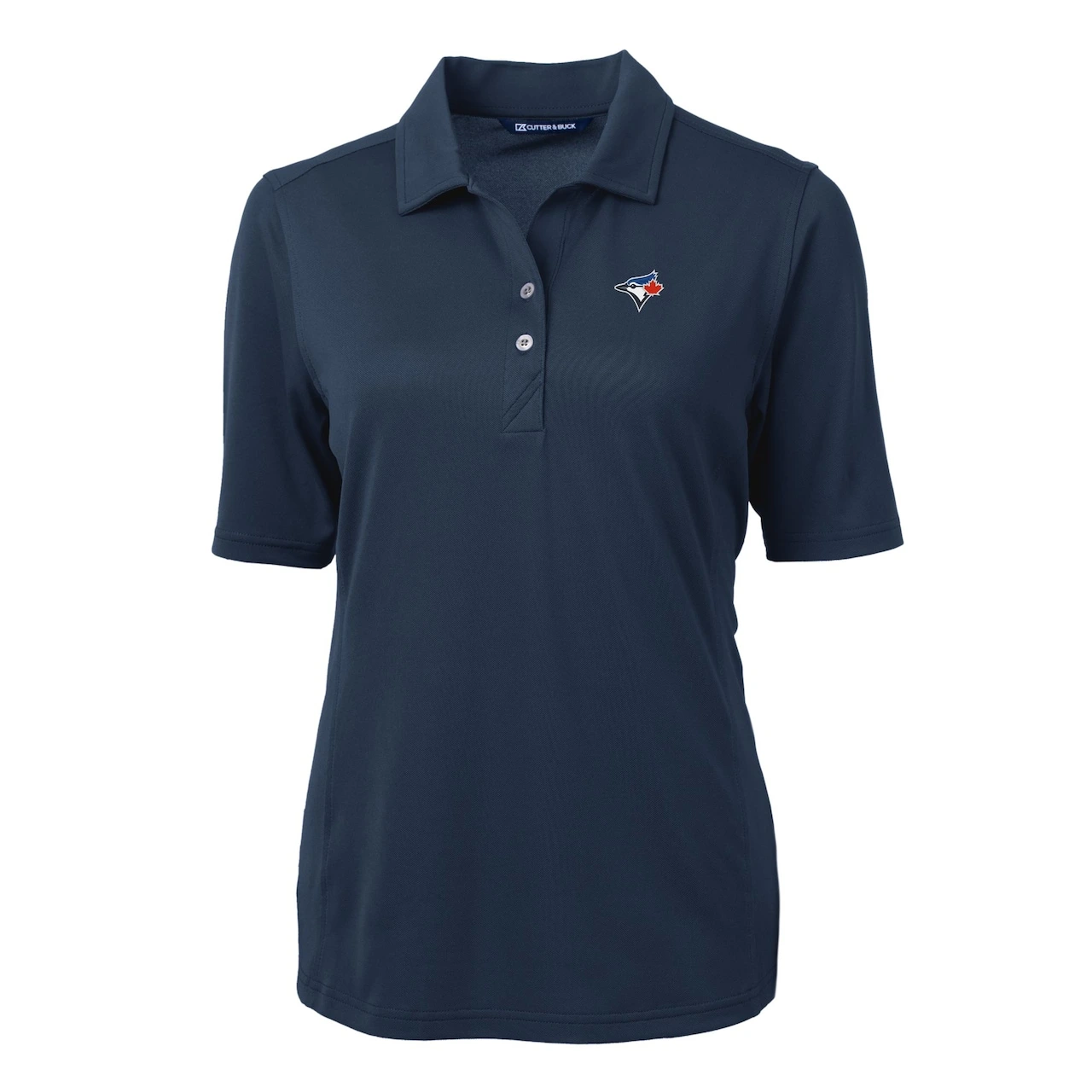 Women's Toronto Blue Jays Cutter & Buck Navy DryTec Virtue Eco Pique Recycled Polo 4 Women's Toronto Blue Jays Cutter & Buck Navy DryTec Virtue Eco Pique Recycled Polo - Image 2