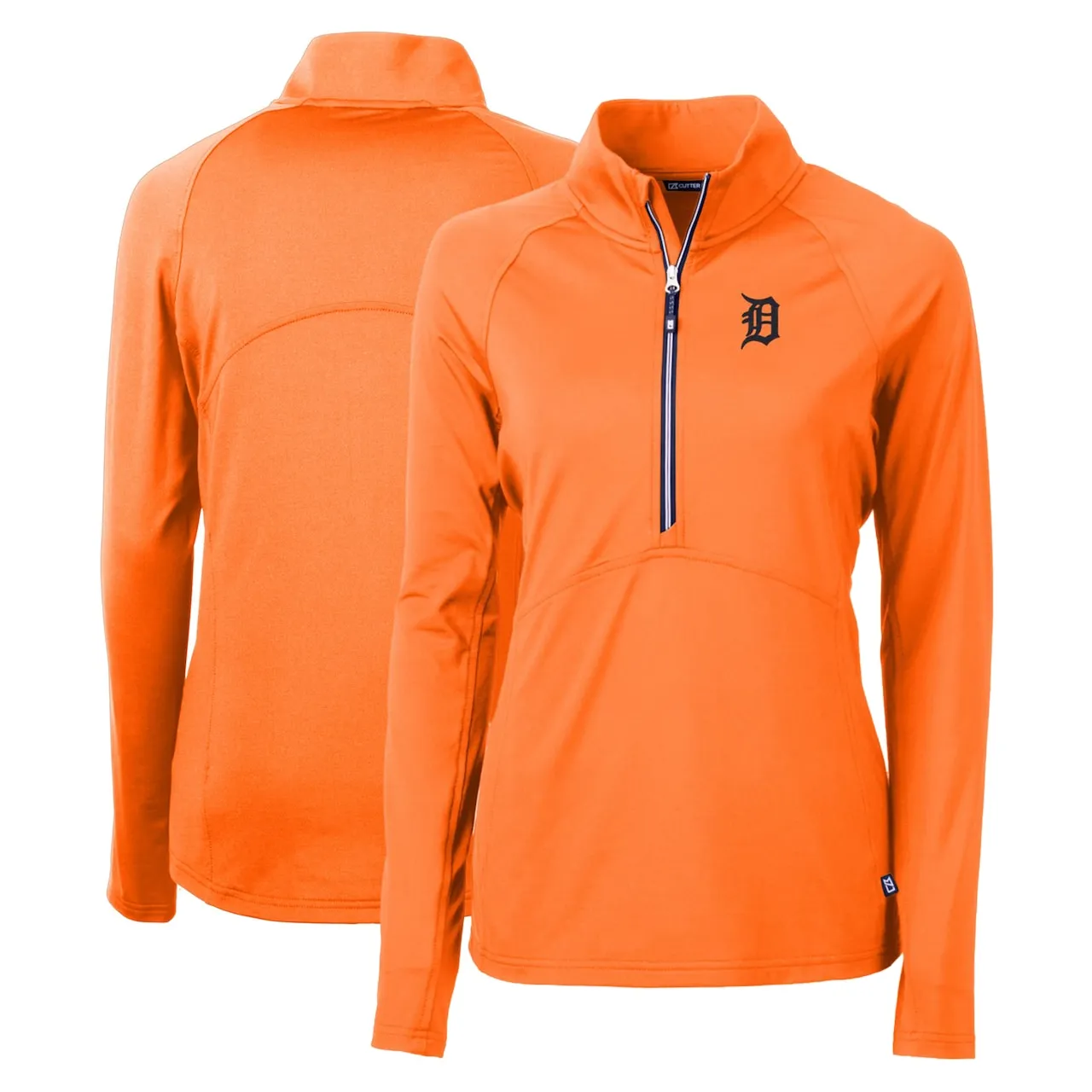 Women's Detroit Tigers Cutter & Buck Orange Adapt Eco Knit Stretch Recycled Half-Zip Pullover Top 3 Women's Detroit Tigers Cutter & Buck Orange Adapt Eco Knit Stretch Recycled Half-Zip Pullover Top