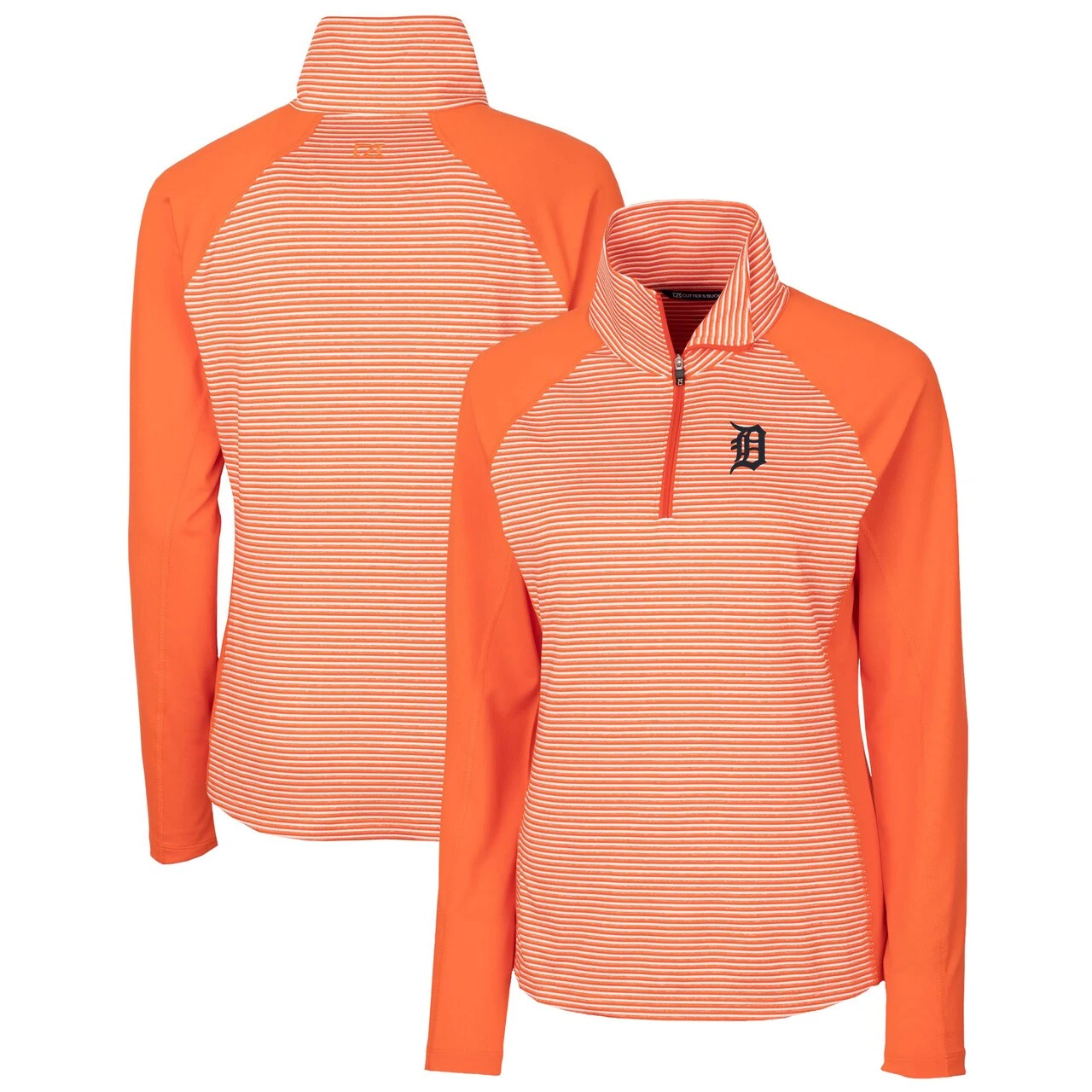Women's Detroit Tigers Cutter & Buck Orange DryTec Forge Tonal Stripe Half-Zip Top 3 Women's Detroit Tigers Cutter & Buck Orange DryTec Forge Tonal Stripe Half-Zip Top