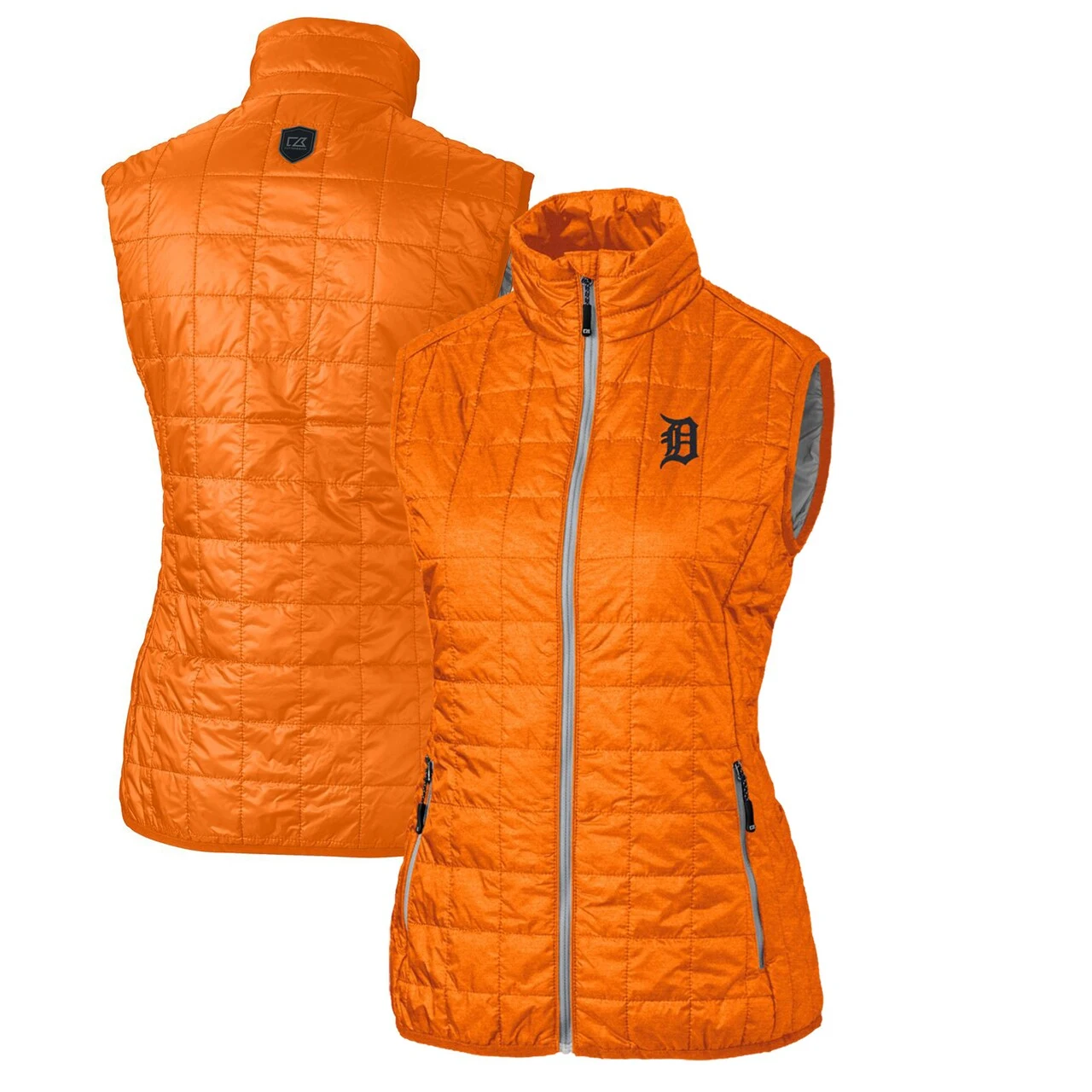 Women's Detroit Tigers Cutter & Buck Orange Rainier PrimaLoft Eco Full-Zip Puffer Vest 3 Women's Detroit Tigers Cutter & Buck Orange Rainier PrimaLoft Eco Full-Zip Puffer Vest