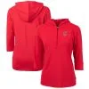 Women's Cleveland Guardians Cutter & Buck Red Americana Logo DryTec Virtue Eco Pique Recycled Half-Zip Pullover Hoodie