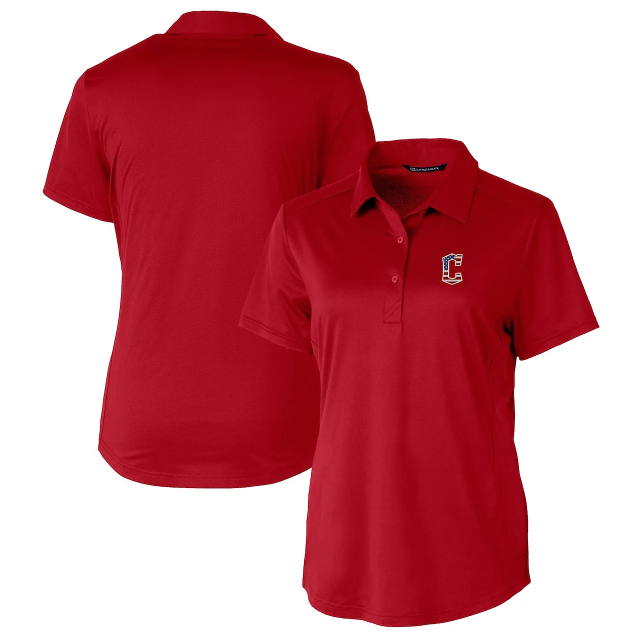 Women's Cleveland Guardians Cutter & Buck Red Americana Logo Prospect DryTec Textured Stretch Polo 3 Women's Cleveland Guardians Cutter & Buck Red Americana Logo Prospect DryTec Textured Stretch Polo