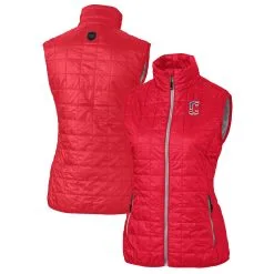 Women's Cleveland Guardians Cutter & Buck Red Americana Logo Rainier PrimaLoft Womens Eco Insulated Full-Zip Puffer Vest