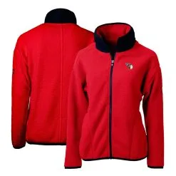 Women's Cleveland Guardians Cutter & Buck Red Cascade Eco Sherpa Fleece Full-Zip Jacket