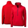 Women's Cleveland Guardians Cutter & Buck Red Cascade Eco Sherpa Fleece Quarter-Zip Pullover Jacket