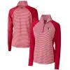 Women's Cleveland Guardians Cutter & Buck Red DryTec Forge Tonal Stripe Half-Zip Top