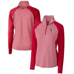 Women's Cleveland Guardians Cutter & Buck Red DryTec Forge Tonal Stripe Half-Zip Top
