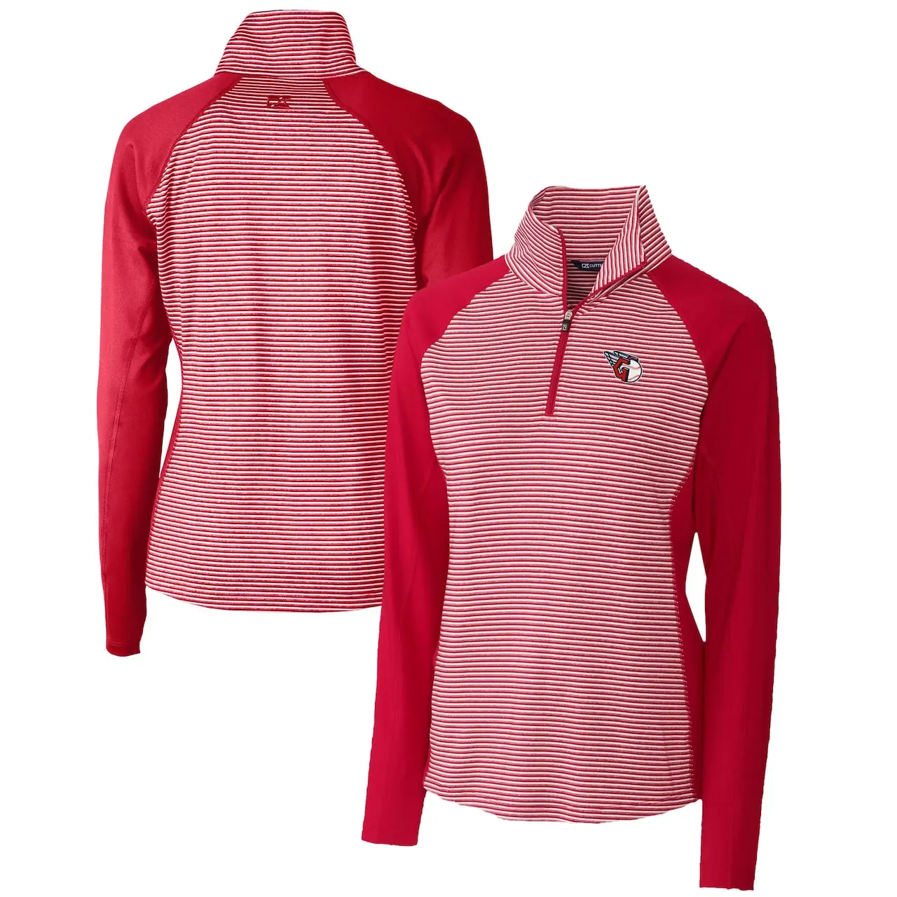 Women's Cleveland Guardians Cutter & Buck Red DryTec Forge Tonal Stripe Half-Zip Top 3 Women's Cleveland Guardians Cutter & Buck Red DryTec Forge Tonal Stripe Half-Zip Top