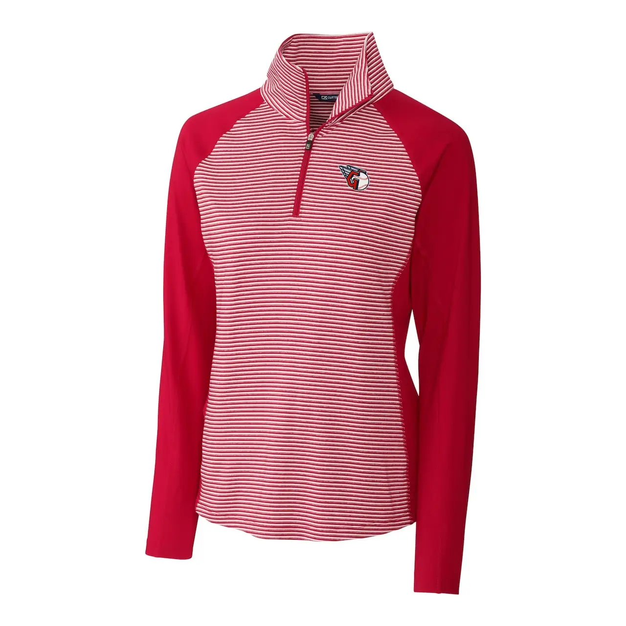Women's Cleveland Guardians Cutter & Buck Red DryTec Forge Tonal Stripe Half-Zip Top 4 Women's Cleveland Guardians Cutter & Buck Red DryTec Forge Tonal Stripe Half-Zip Top - Image 2