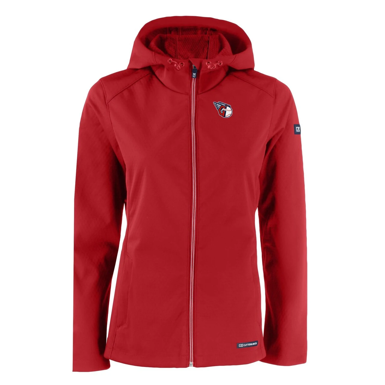Women's Cleveland Guardians Cutter & Buck Red Evoke Eco Softshell Recycled Full-Zip Jacket 4 Women's Cleveland Guardians Cutter & Buck Red Evoke Eco Softshell Recycled Full-Zip Jacket - Image 2
