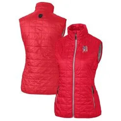 Women's Detroit Tigers Cutter & Buck Red Americana Logo Rainier PrimaLoft Womens Eco Insulated Full-Zip Puffer Vest