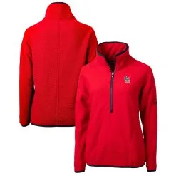 Women's St. Louis Cardinals Cutter & Buck Red Americana Logo Cascade Eco Sherpa Fleece Half-Zip Pullover Jacket