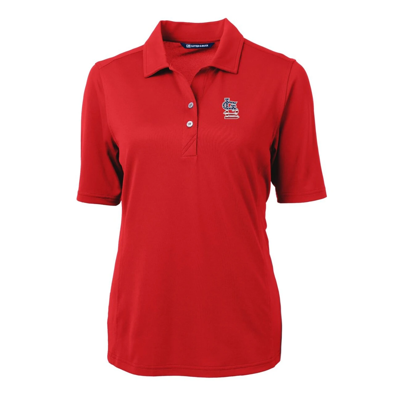 Women's St. Louis Cardinals Cutter & Buck Red Americana Logo DryTec Virtue Eco Pique Recycled Polo 4 Women's St. Louis Cardinals Cutter & Buck Red Americana Logo DryTec Virtue Eco Pique Recycled Polo - Image 2
