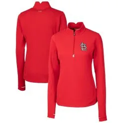 Women's St. Louis Cardinals Cutter & Buck Red DryTec Traverse Stretch Quarter-Zip Pullover Top