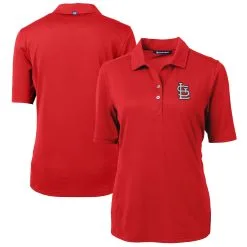 Women's St. Louis Cardinals Cutter & Buck Red DryTec Virtue Eco Pique Recycled Polo