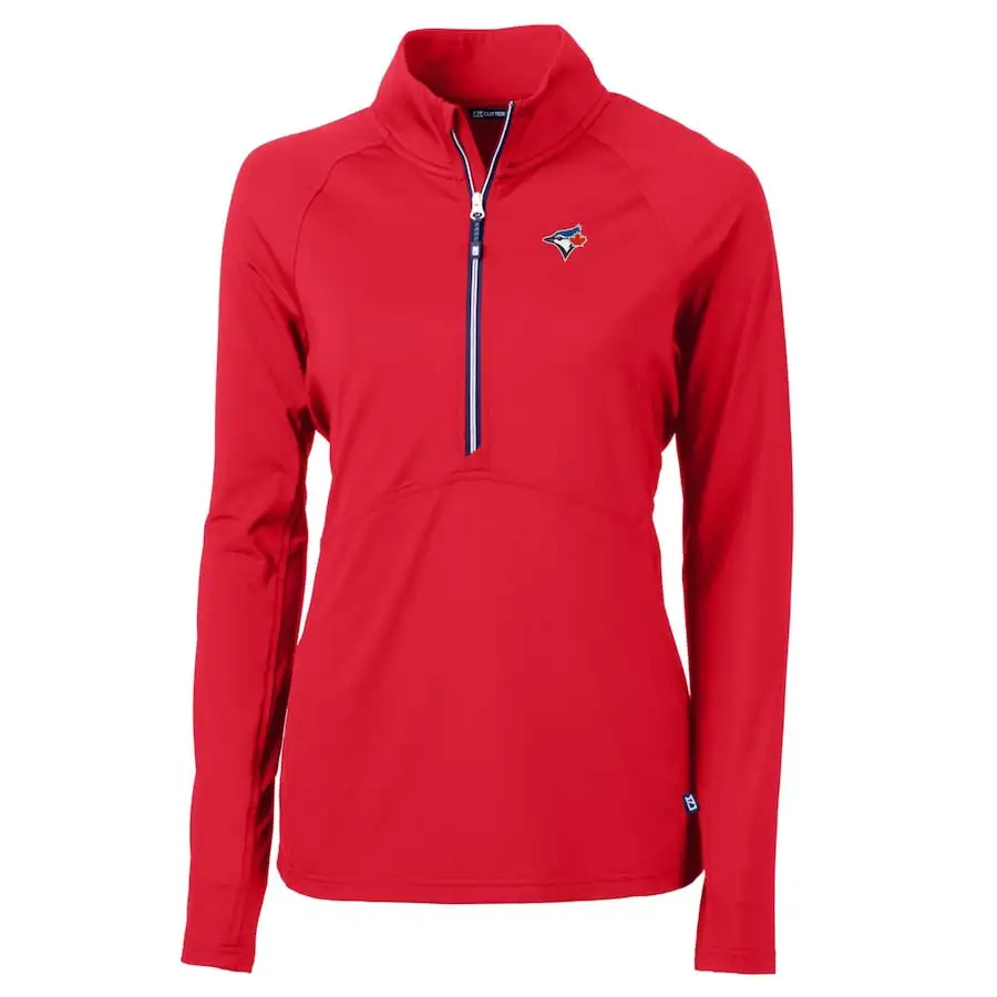 Women's Toronto Blue Jays Cutter & Buck Red Adapt Eco Knit Stretch Half-Zip Pullover Top 3 Women's Toronto Blue Jays Cutter & Buck Red Adapt Eco Knit Stretch Half-Zip Pullover Top