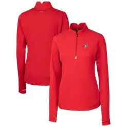 Women's Toronto Blue Jays Cutter & Buck Red DryTec Traverse Stretch Quarter-Zip Pullover Top