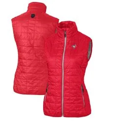 Women's Toronto Blue Jays Cutter & Buck Red Rainier PrimaLoft Eco Full-Zip Puffer Vest