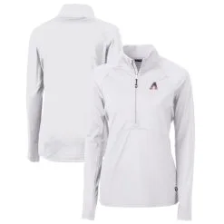 Women's Arizona Diamondbacks Cutter & Buck White Americana Logo Adapt Eco Knit Stretch Recycled Half-Zip Pullover Top
