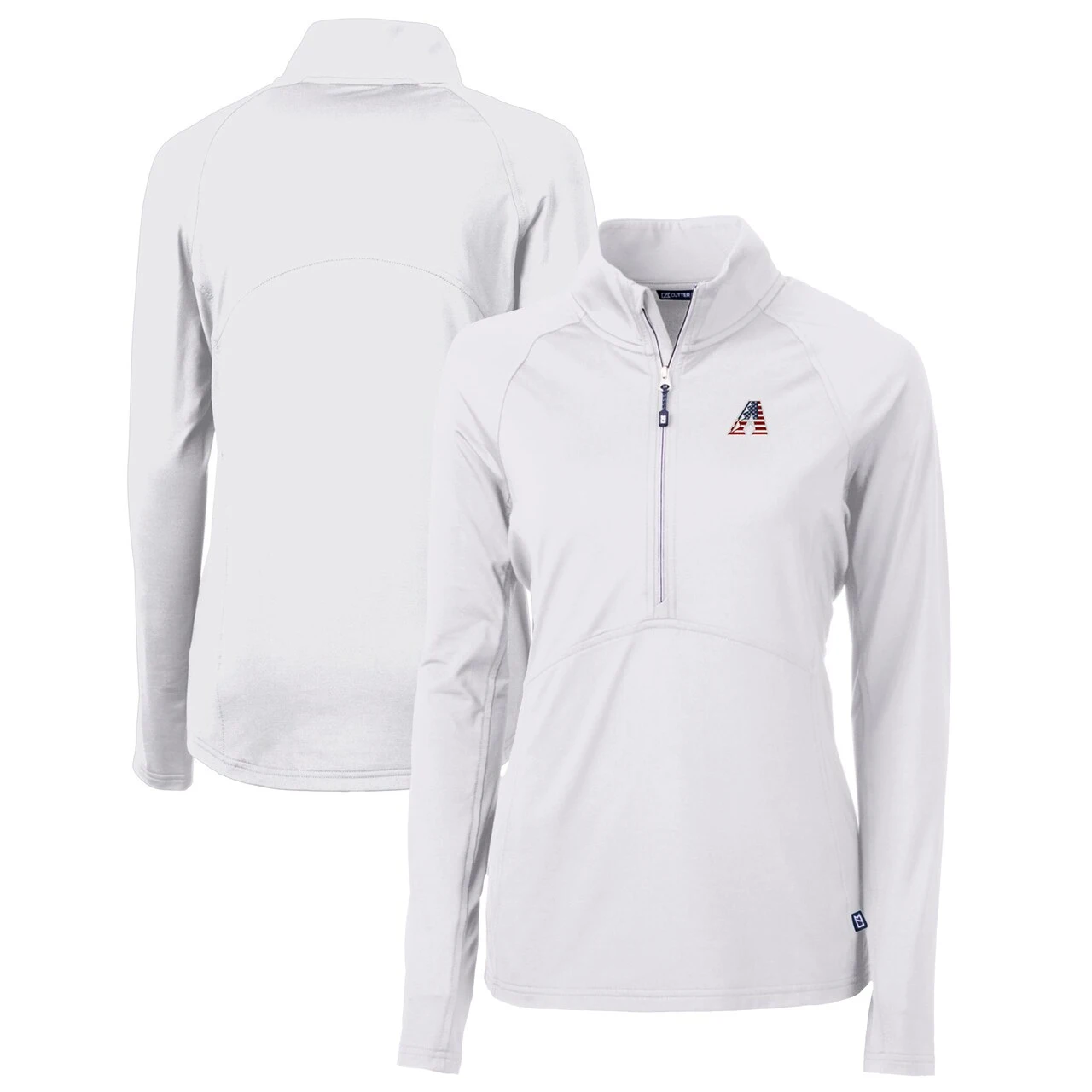 Women's Arizona Diamondbacks Cutter & Buck White Americana Logo Adapt Eco Knit Stretch Recycled Half-Zip Pullover Top 3 Women's Arizona Diamondbacks Cutter & Buck White Americana Logo Adapt Eco Knit Stretch Recycled Half-Zip Pullover Top