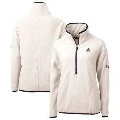 Women's Arizona Diamondbacks Cutter & Buck White Americana Logo Cascade Eco Sherpa Fleece Half-Zip Pullover Jacket