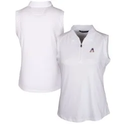 Women's Arizona Diamondbacks Cutter & Buck White Americana Logo DryTec Forge Stretch Sleeveless Polo