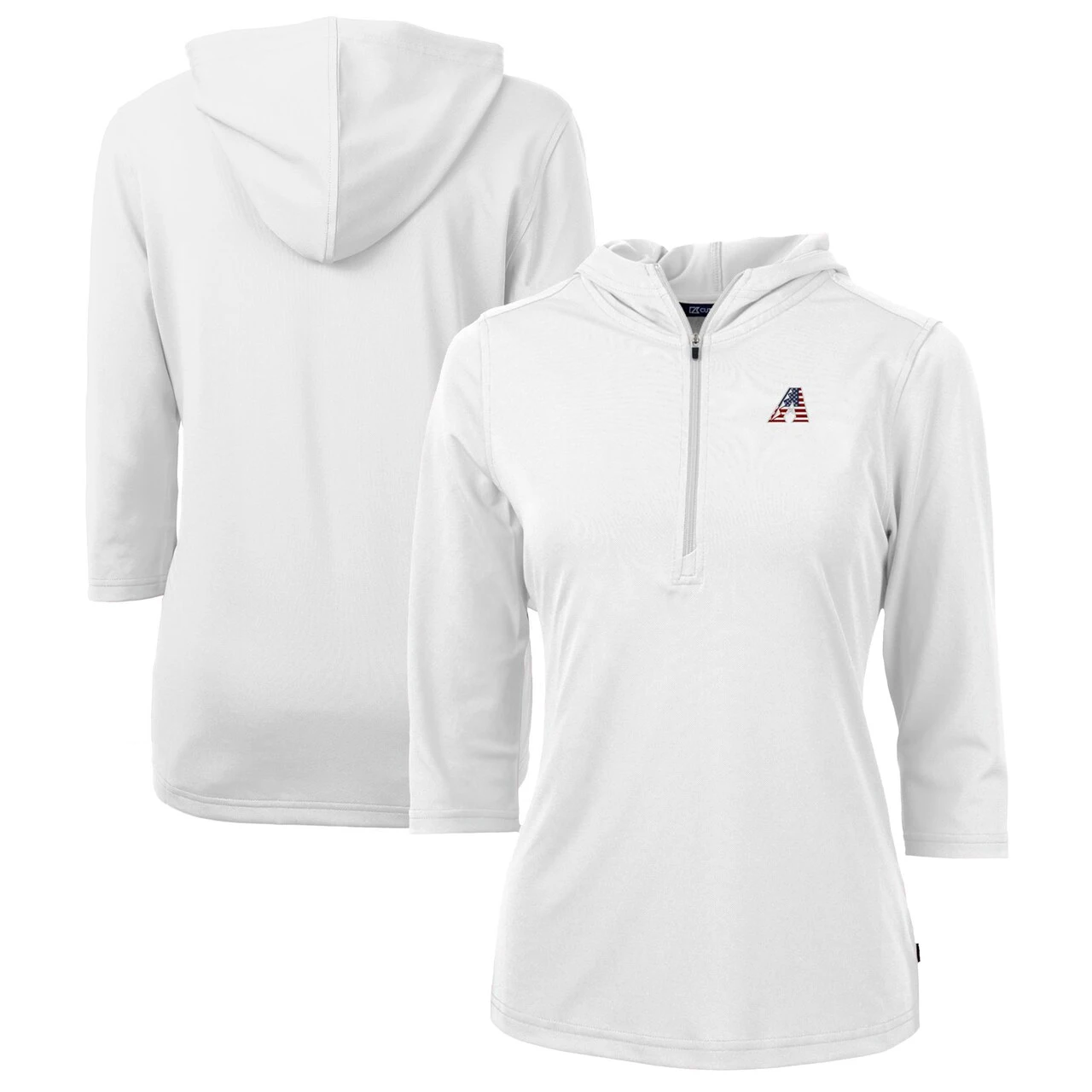 Women's Arizona Diamondbacks Cutter & Buck White Americana Logo DryTec Virtue Eco Pique Recycled Half-Zip Pullover Hoodie 3 Women's Arizona Diamondbacks Cutter & Buck White Americana Logo DryTec Virtue Eco Pique Recycled Half-Zip Pullover Hoodie
