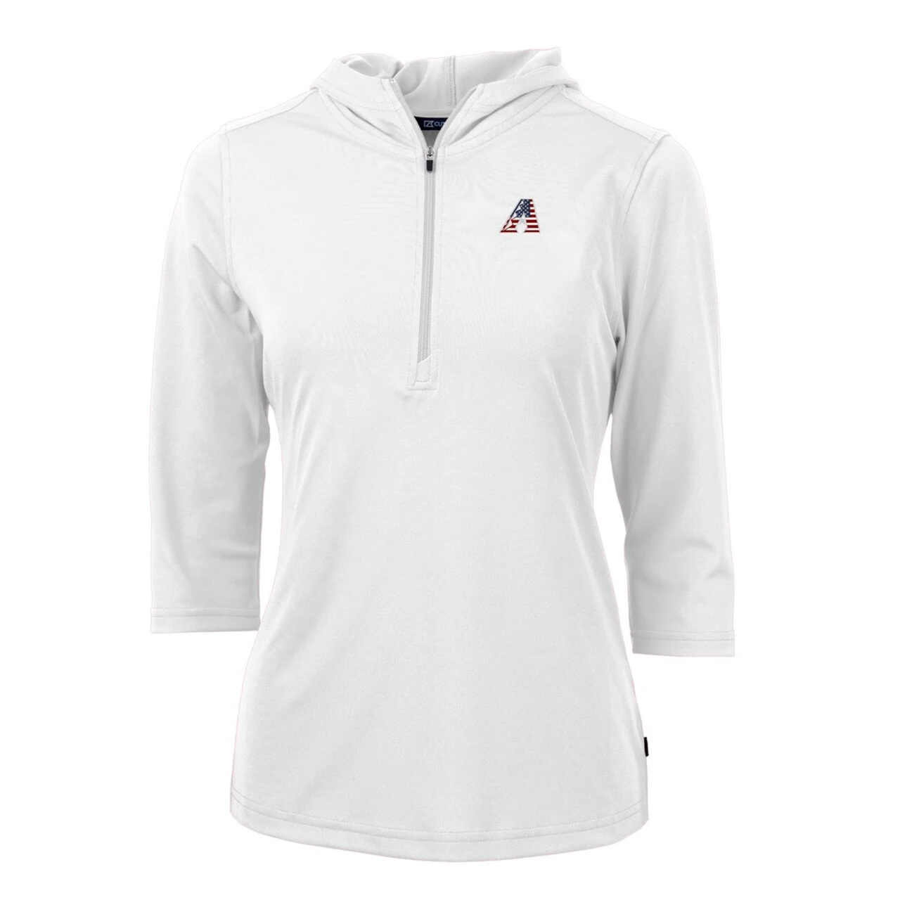 Women's Arizona Diamondbacks Cutter & Buck White Americana Logo DryTec Virtue Eco Pique Recycled Half-Zip Pullover Hoodie 4 Women's Arizona Diamondbacks Cutter & Buck White Americana Logo DryTec Virtue Eco Pique Recycled Half-Zip Pullover Hoodie - Image 2