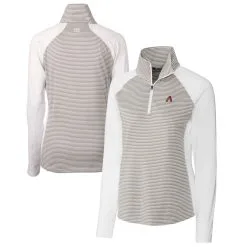 Women's Arizona Diamondbacks Cutter & Buck White DryTec Forge Tonal Stripe Half-Zip Top