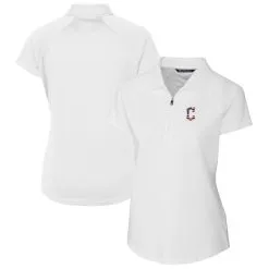 Women's Cleveland Guardians Cutter & Buck White Americana Logo DryTec Forge Stretch Polo