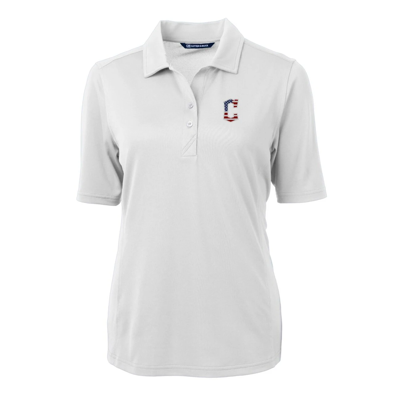 Women's Cleveland Guardians Cutter & Buck White Americana Logo DryTec Virtue Eco Pique Recycled Polo 4 Women's Cleveland Guardians Cutter & Buck White Americana Logo DryTec Virtue Eco Pique Recycled Polo - Image 2