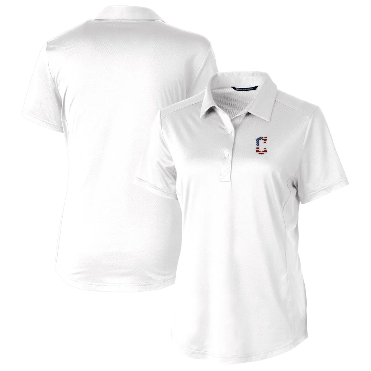 Women's Cleveland Guardians Cutter & Buck White Americana Logo Prospect DryTec Textured Stretch Polo 3 Women's Cleveland Guardians Cutter & Buck White Americana Logo Prospect DryTec Textured Stretch Polo