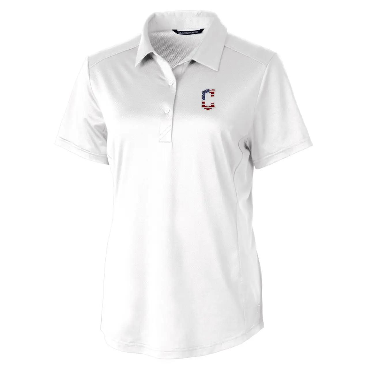 Women's Cleveland Guardians Cutter & Buck White Americana Logo Prospect DryTec Textured Stretch Polo 4 Women's Cleveland Guardians Cutter & Buck White Americana Logo Prospect DryTec Textured Stretch Polo - Image 2