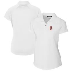 Women's Cleveland Guardians Cutter & Buck White DryTec Forge Stretch Polo