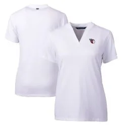 Women's Cleveland Guardians Cutter & Buck White DryTec Forge Stretch V-Neck Blade Top