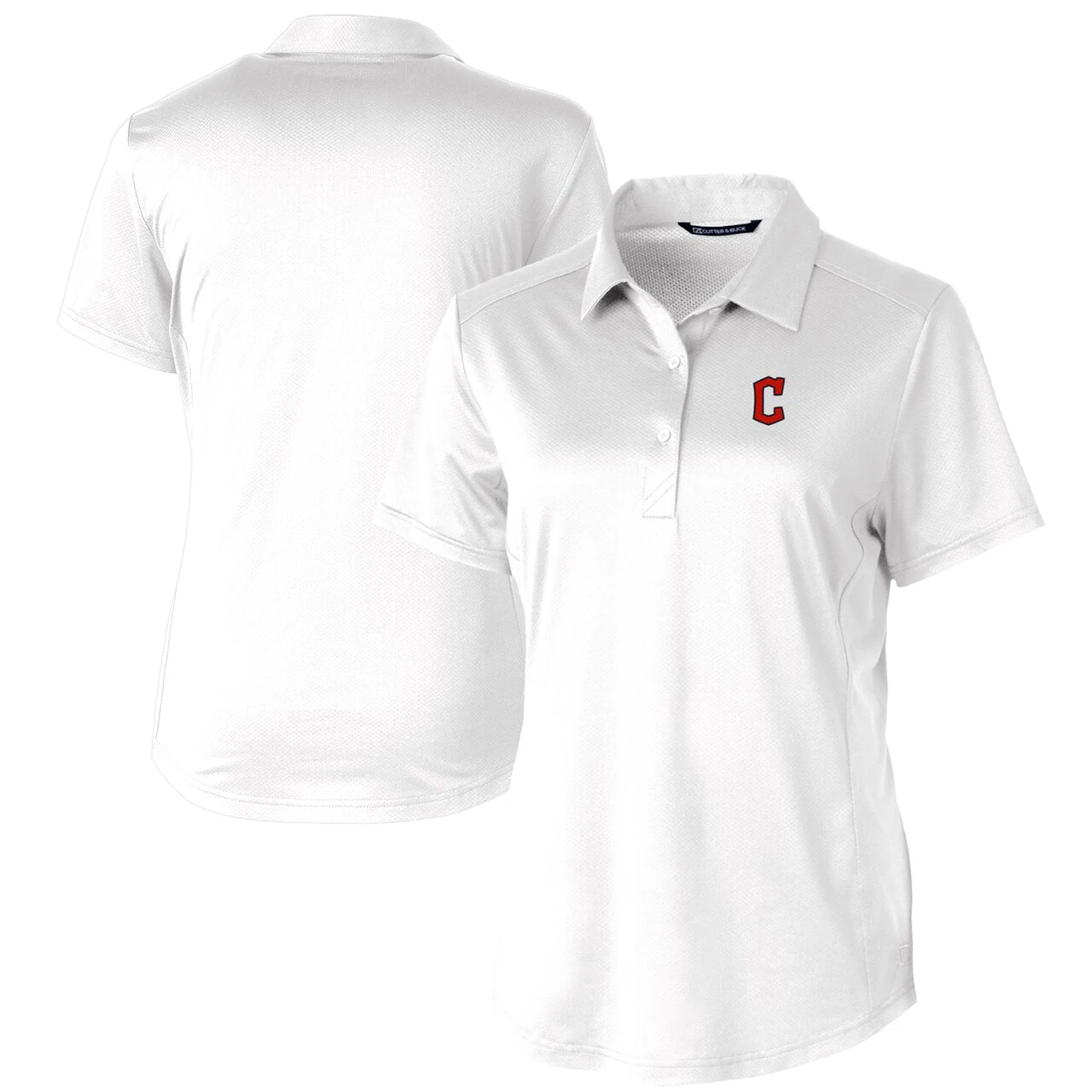 Women's Cleveland Guardians Cutter & Buck White Prospect Textured Stretch Polo 3 Women's Cleveland Guardians Cutter & Buck White Prospect Textured Stretch Polo