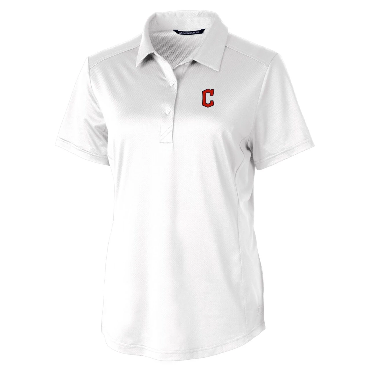 Women's Cleveland Guardians Cutter & Buck White Prospect Textured Stretch Polo 4 Women's Cleveland Guardians Cutter & Buck White Prospect Textured Stretch Polo - Image 2