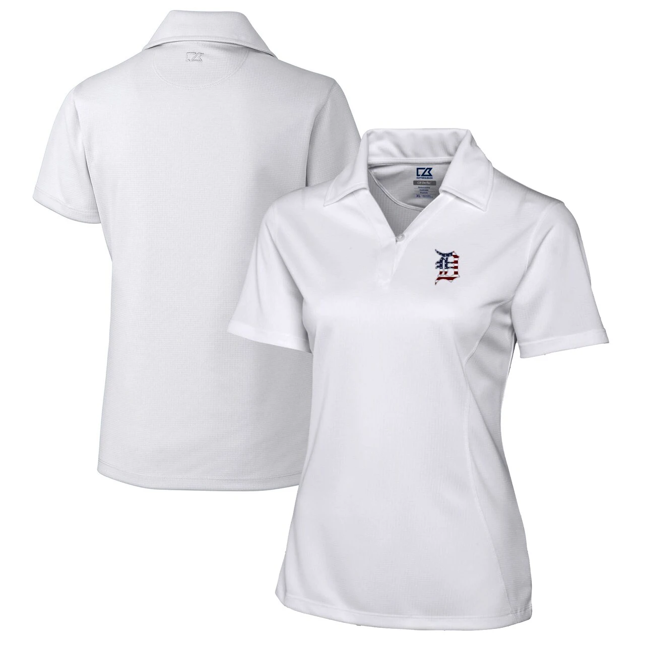 Women's Detroit Tigers Cutter & Buck White Americana Logo DryTec Genre Textured Solid Polo 3 Women's Detroit Tigers Cutter & Buck White Americana Logo DryTec Genre Textured Solid Polo