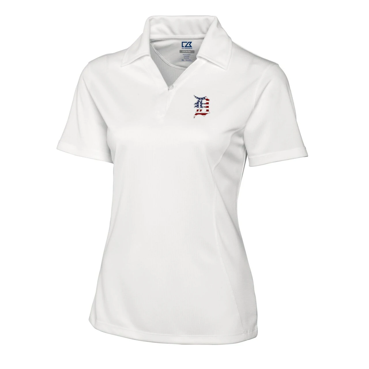 Women's Detroit Tigers Cutter & Buck White Americana Logo DryTec Genre Textured Solid Polo 4 Women's Detroit Tigers Cutter & Buck White Americana Logo DryTec Genre Textured Solid Polo - Image 2