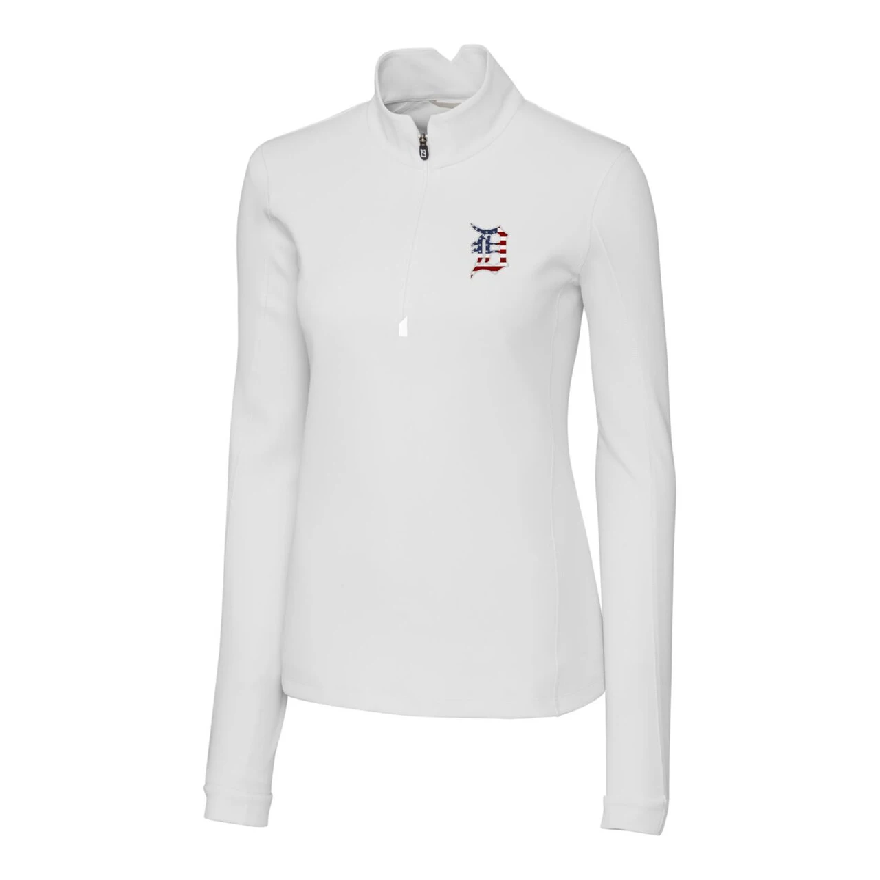 Women's Detroit Tigers Cutter & Buck White Americana Logo DryTec Traverse Stretch Quarter-Zip Pullover Top 4 Women's Detroit Tigers Cutter & Buck White Americana Logo DryTec Traverse Stretch Quarter-Zip Pullover Top - Image 2
