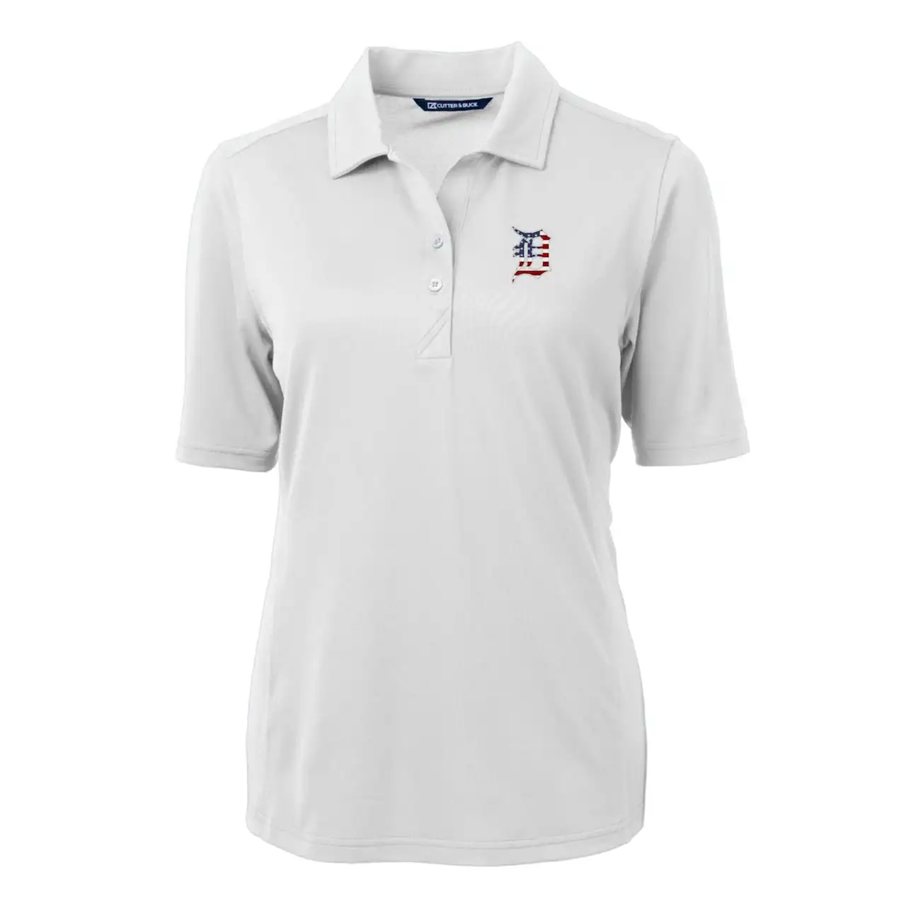 Women's Detroit Tigers Cutter & Buck White Americana Logo DryTec Virtue Eco Pique Recycled Polo 4 Women's Detroit Tigers Cutter & Buck White Americana Logo DryTec Virtue Eco Pique Recycled Polo - Image 2
