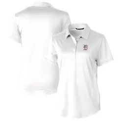 Women's Detroit Tigers Cutter & Buck White Americana Logo Prospect DryTec Textured Stretch Polo