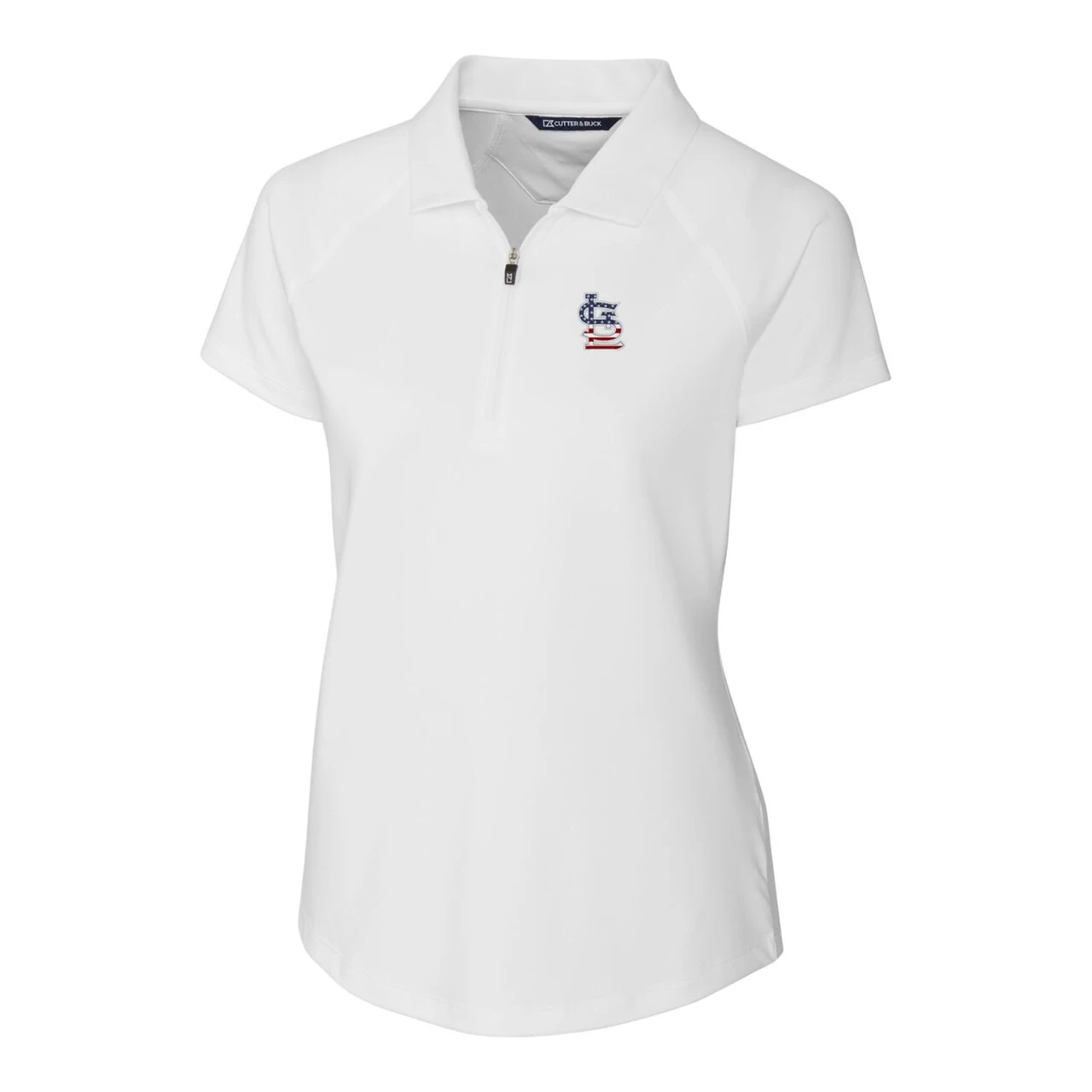 Women's St. Louis Cardinals Cutter & Buck White Americana Logo DryTec Forge Stretch Polo 4 Women's St. Louis Cardinals Cutter & Buck White Americana Logo DryTec Forge Stretch Polo - Image 2
