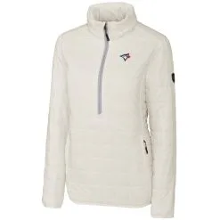 Women's Toronto Blue Jays Cutter & Buck White Rainier Half-Zip Popover Jacket