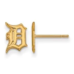 LogoArt Women's Detroit Tigers 10k Yellow Gold Extra Small Post Earrings