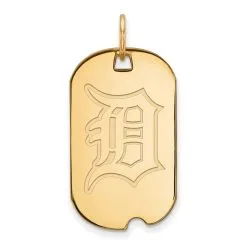 LogoArt Women's Detroit Tigers 14k Yellow Gold Small Dog Tag Pendant