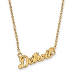 LogoArt Women's Detroit Tigers 18'' 10k Yellow Gold Small Team Pendant Necklace